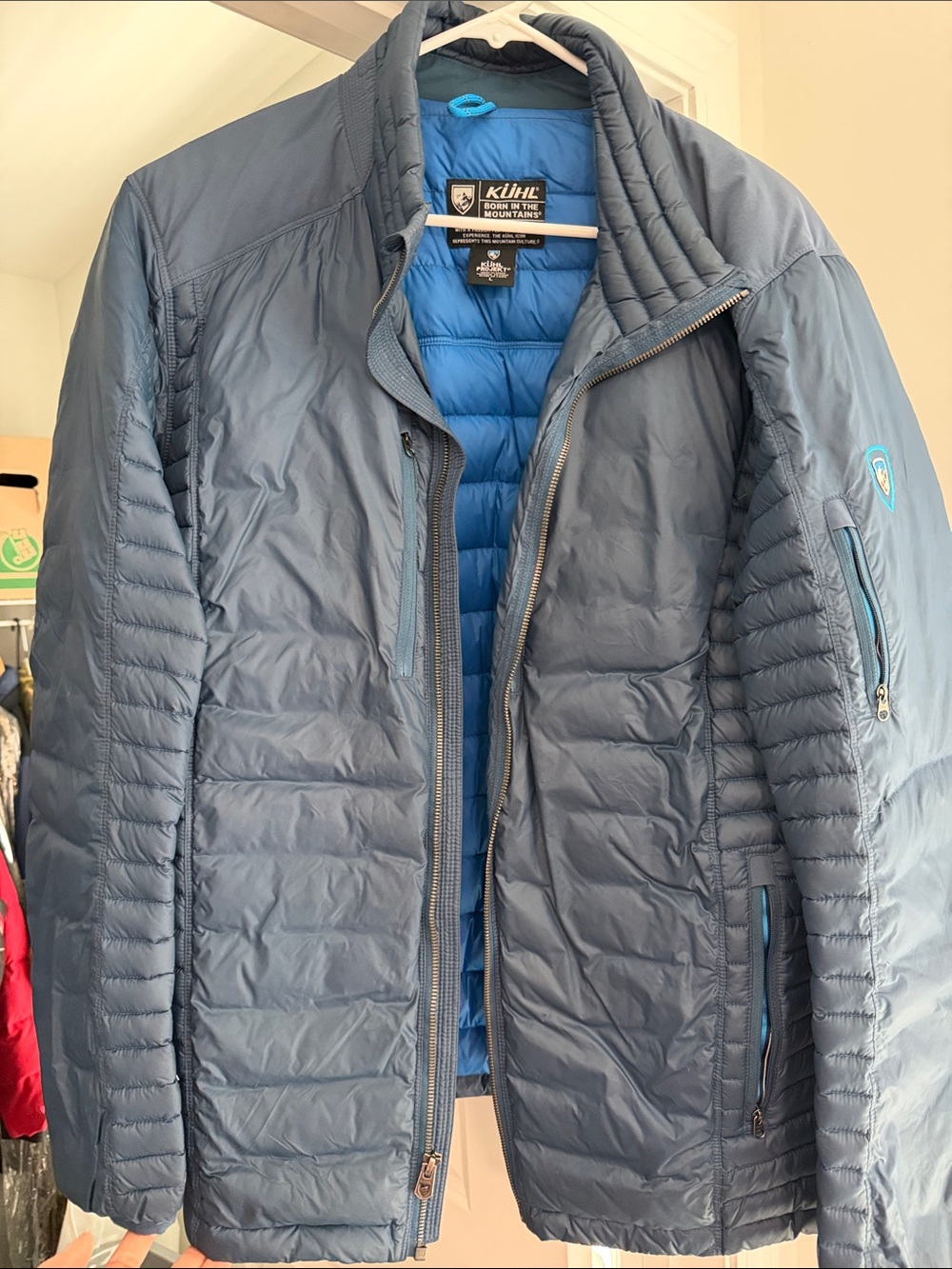 KUHL Men’s Two-Tone Blue Quilted Puffer Jacket